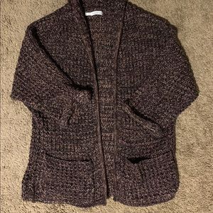 Brown multicolor knit oversized cardigan